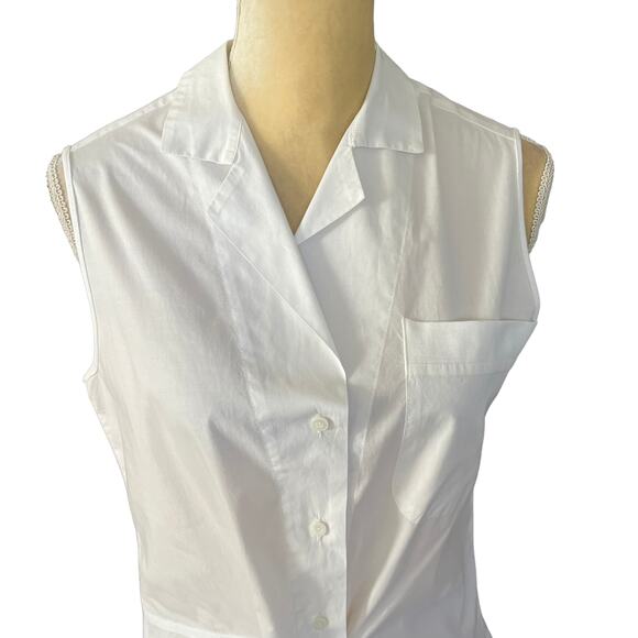 Kristensen Du Nord White Sleeveless Top Tank Button Down Size 2 M / 6 Made Italy - Picture 2 of 11